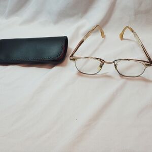 Shuron Vtg 1950s Cat's Eye Horn Rim  Eyeglasses Men's Frame Aluminum Distressed